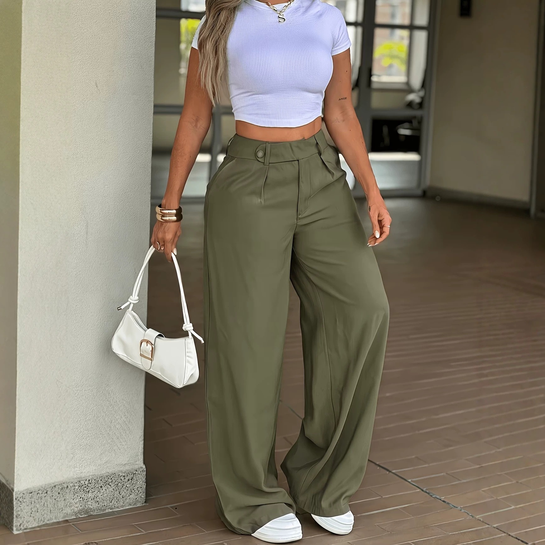 Pantalon Droit Femme Relaxed 5 Tailles – Style Fluide – Dropvet Pantalon Droit Femme Relaxed 5 Tailles – Style Fluide – Image 7