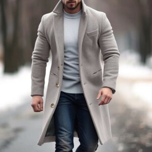 manteau long col lapel homme