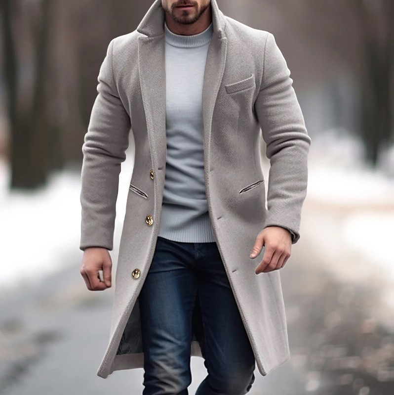 Manteau Long Col Lapel Homme Sublime – 6 Tailles – Dropvet manteau long col lapel homme