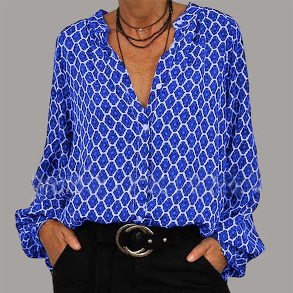Chemise Femme motif géométrique Élégante en 6 Tailles – Dropvet Chemise Femme motif géométrique Élégante en 6 Tailles – Image 2