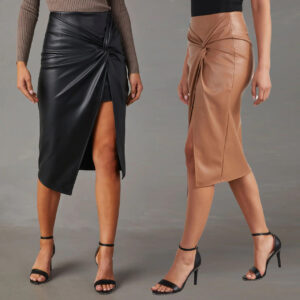 jupe simili cuir femme fendue