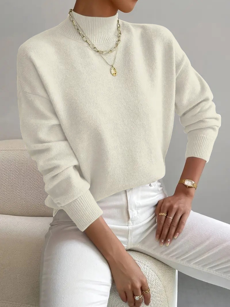 Pull femme col montant manches longues – Pull en maille uni élégant 2026 – Dropvet Pull femme col montant manches longues – Pull en maille uni élégant 2026 – Image 5