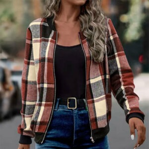 veste femme carreaux zippée