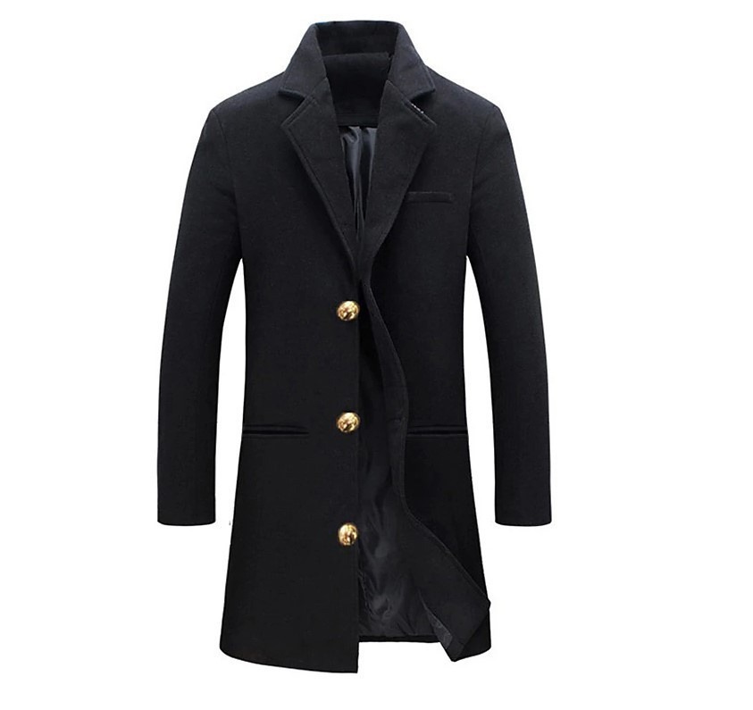 Manteau Long Col Lapel Homme Sublime – 6 Tailles – Dropvet Manteau Long Col Lapel Homme Sublime – 6 Tailles – Image 3