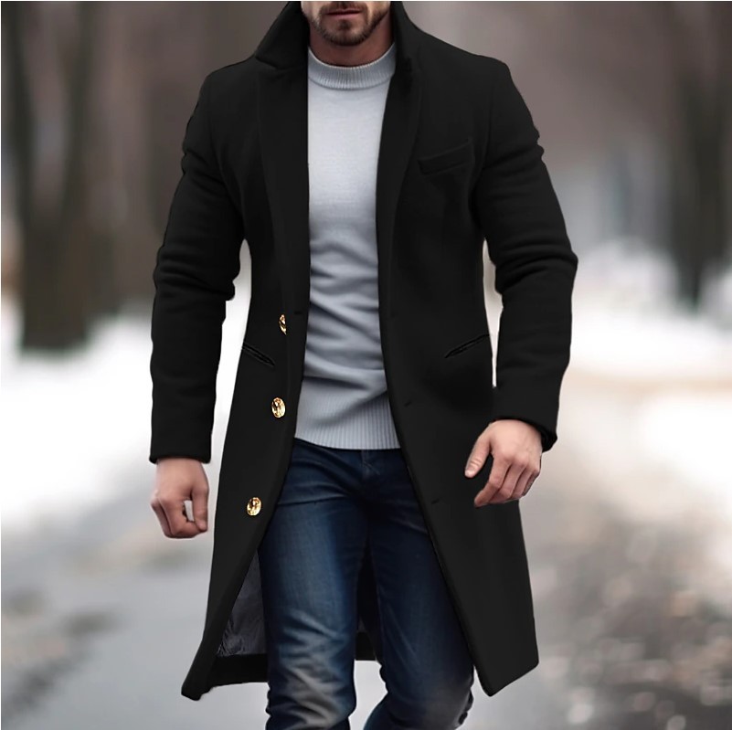 Manteau Long Col Lapel Homme Sublime – 6 Tailles – Dropvet Manteau Long Col Lapel Homme Sublime – 6 Tailles – Image 6