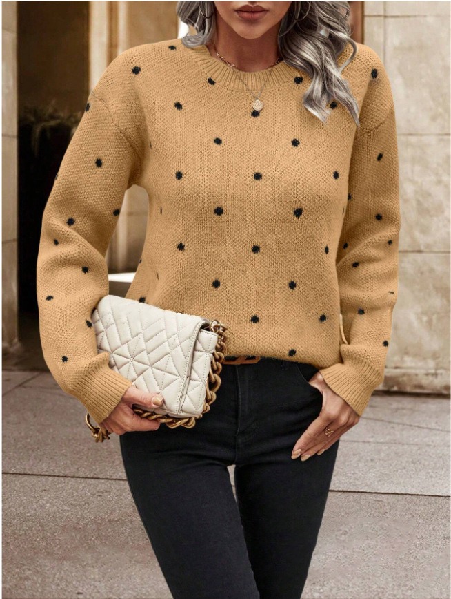 Pull femme à pois élégant 2026 Maille douce manches longues – Dropvet Pull femme à pois élégant 2026 Maille douce manches longues – Image 5