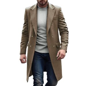 manteau long en laine croisé homme