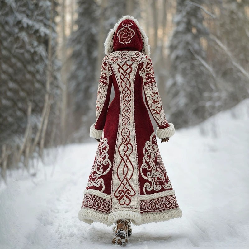 Manteau long femme Fantasy unique 2026 – Capuche imprimé 3D celtique – Dropvet Manteau long femme Fantasy unique 2026 – Capuche imprimé 3D celtique – Image 3