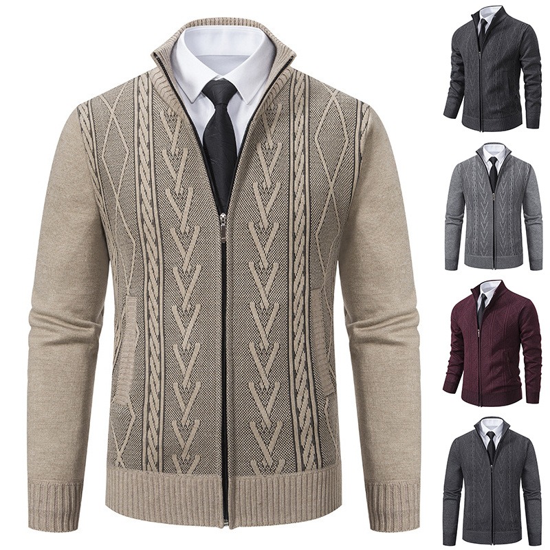 Cardigan homme col montant zippé élégant – 4 coloris – Dropvet cardigan homme col montant