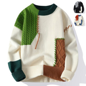 pull tricot patchwork homme