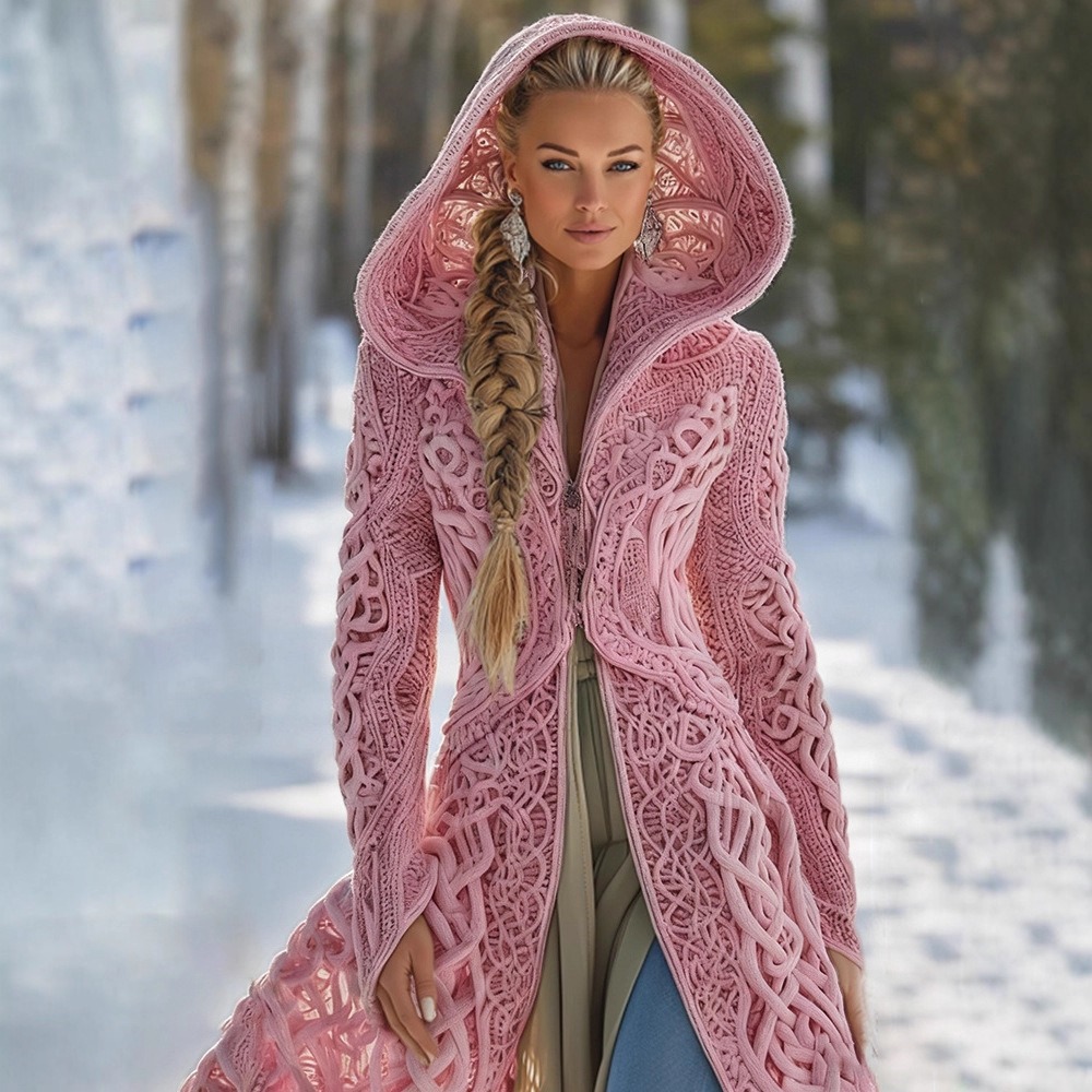 Manteau long femme Fantasy unique 2026 – Capuche imprimé 3D celtique – Dropvet Manteau long femme Fantasy unique 2026 – Capuche imprimé 3D celtique – Image 7
