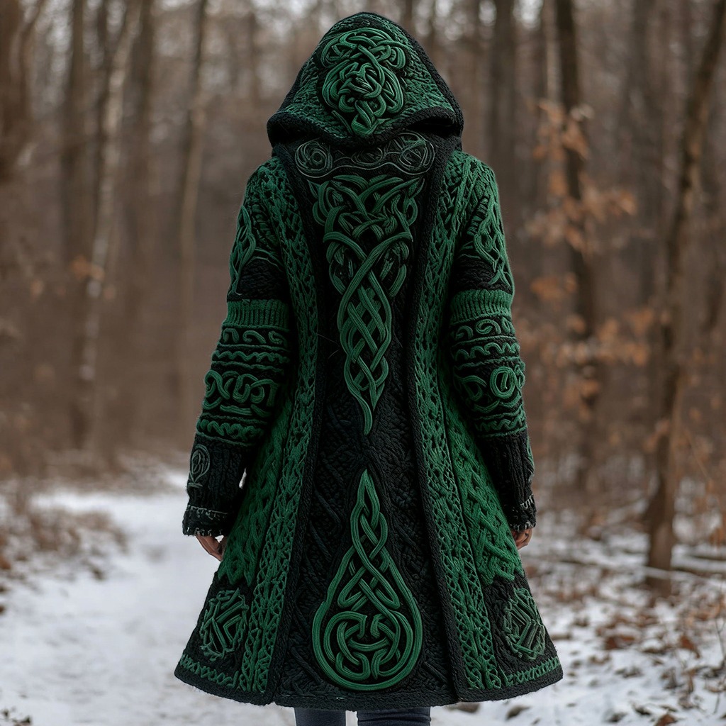 Manteau long femme Fantasy unique 2026 – Capuche imprimé 3D celtique – Dropvet Manteau long femme Fantasy unique 2026 – Capuche imprimé 3D celtique – Image 5