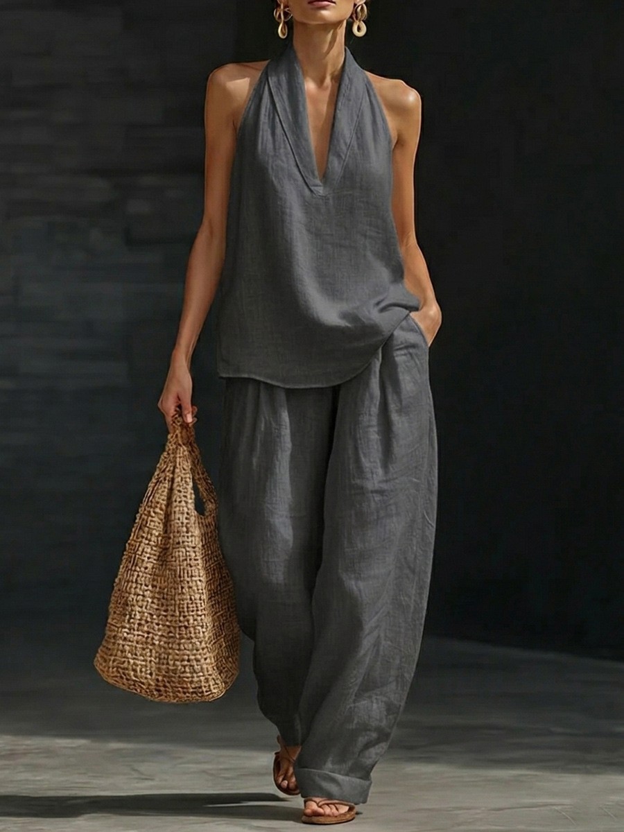 Ensemble Femme Lin Épaules Dénudées – 8 Coloris – Dropvet Ensemble Femme Lin Épaules Dénudées – 8 Coloris – Image 9