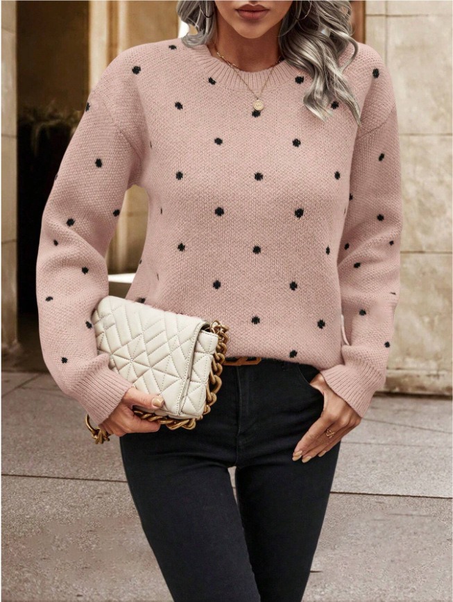 Pull femme à pois élégant 2026 Maille douce manches longues – Dropvet Pull femme à pois élégant 2026 Maille douce manches longues – Image 9