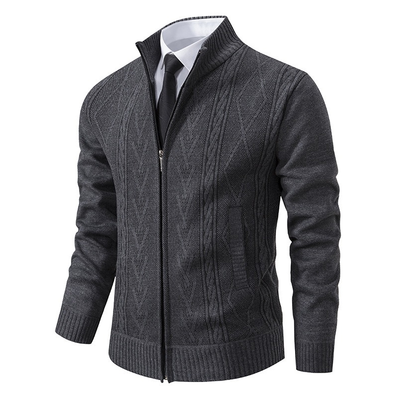 Cardigan homme col montant zippé élégant – 4 coloris – Dropvet Cardigan homme col montant zippé élégant – 4 coloris – Image 4
