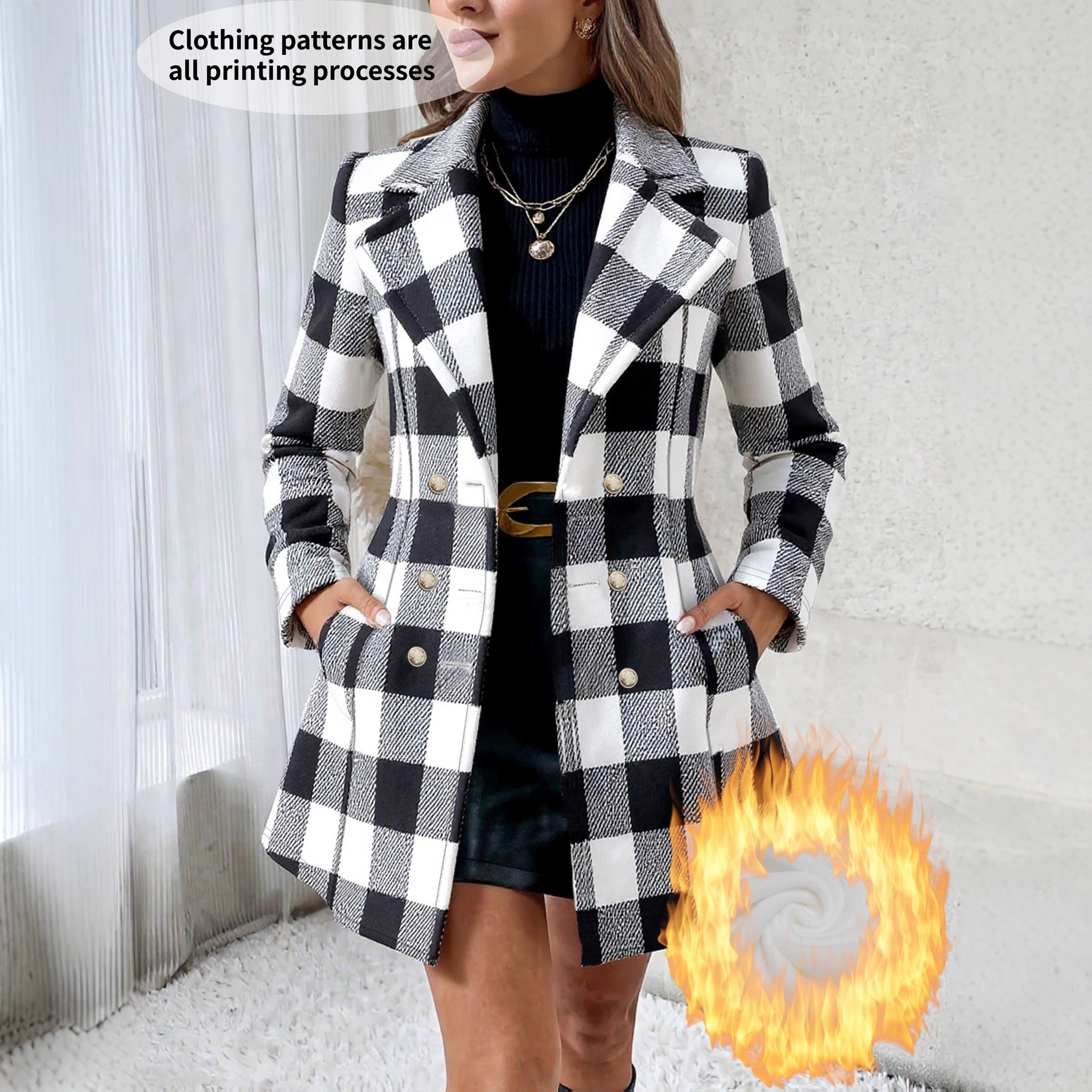 Manteau à carreaux femme grande taille Élégant 2026 – Doublé polaire chic – Dropvet manteau à carreaux femme grande taille