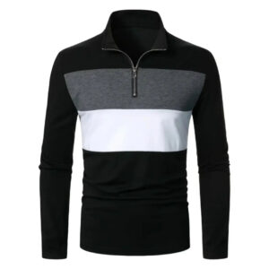 pull zippé homme col montant tricolore