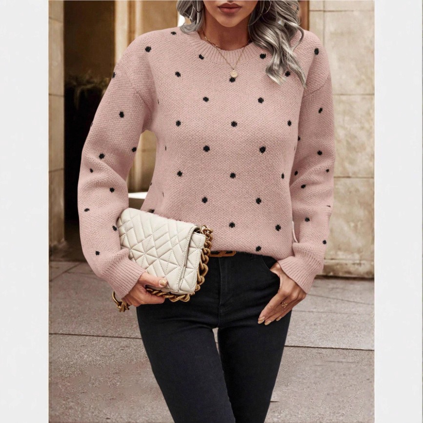 Pull femme à pois élégant 2026 Maille douce manches longues – Dropvet Pull femme à pois élégant 2026 Maille douce manches longues – Image 8