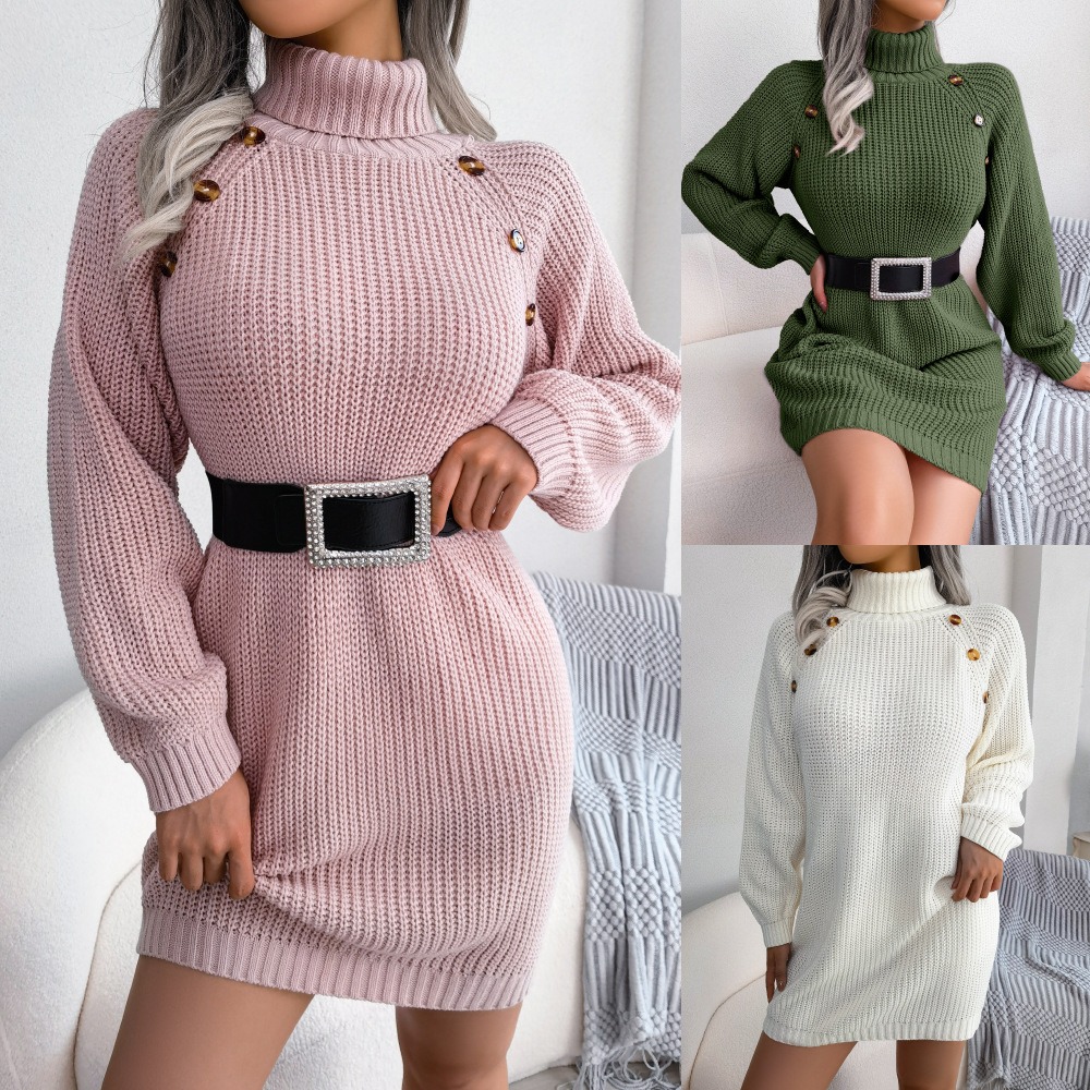 Robe Pull Col Roulé Élégante – 3 Coloris – Dropvet robe pull col roulé
