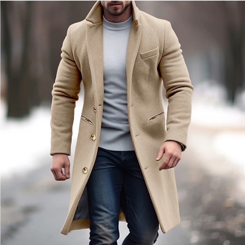 Manteau Long Col Lapel Homme Sublime – 6 Tailles – Dropvet Manteau Long Col Lapel Homme Sublime – 6 Tailles – Image 2
