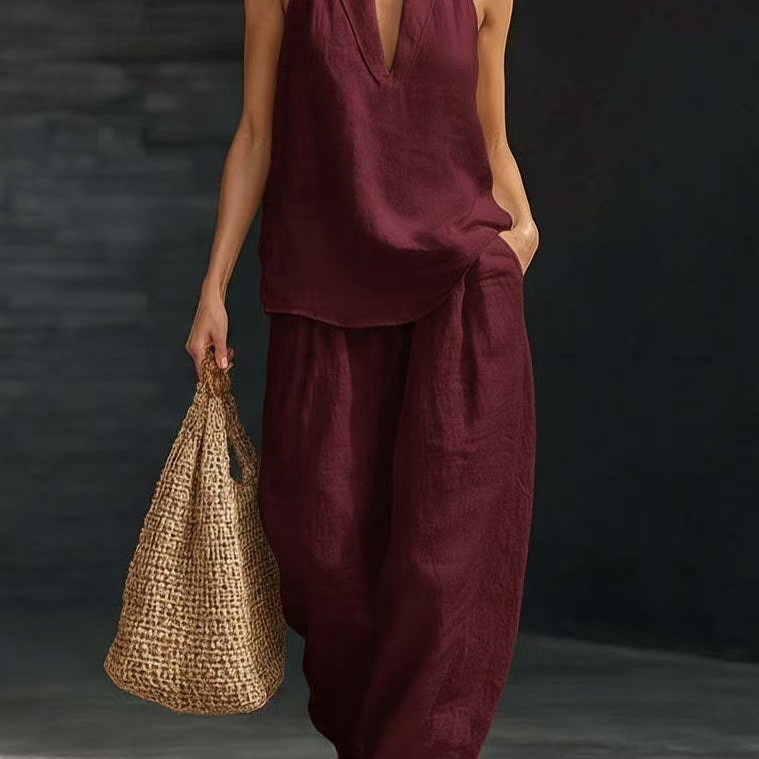 Ensemble Femme Lin Épaules Dénudées – 8 Coloris – Dropvet Ensemble Femme Lin Épaules Dénudées – 8 Coloris – Image 8