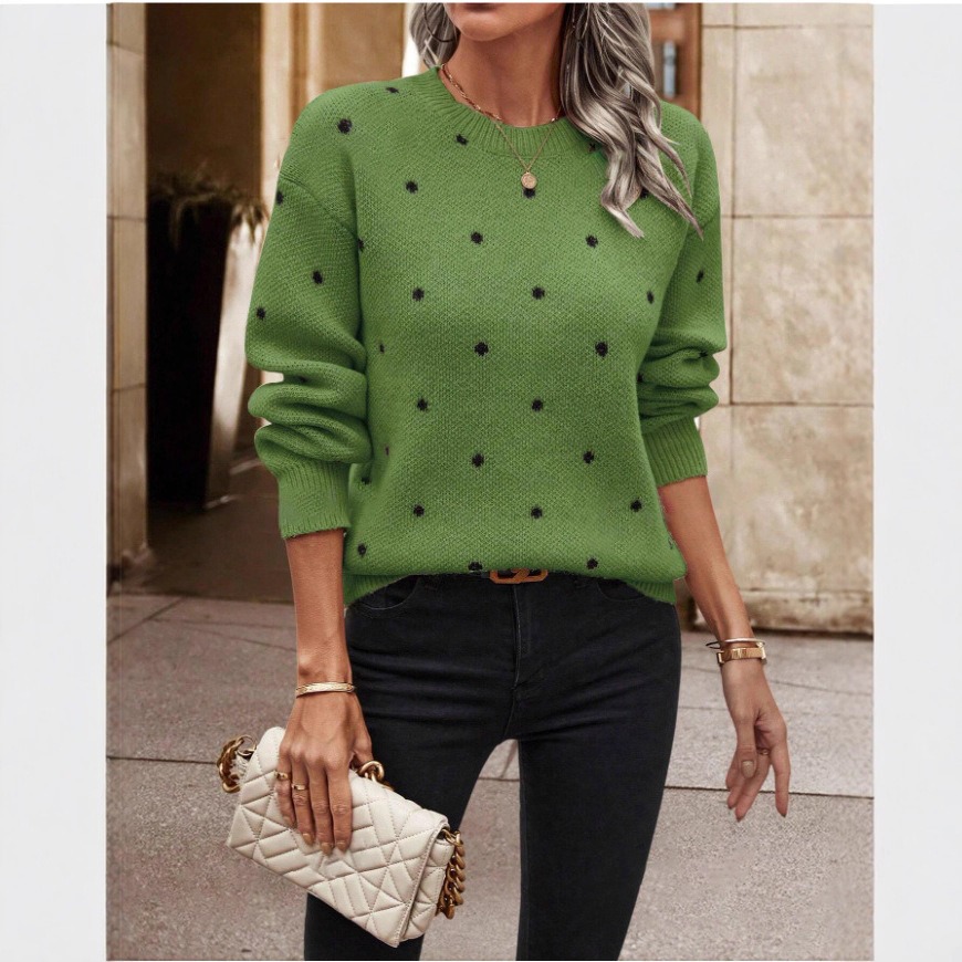 Pull femme à pois élégant 2026 Maille douce manches longues – Dropvet Pull femme à pois élégant 2026 Maille douce manches longues – Image 7