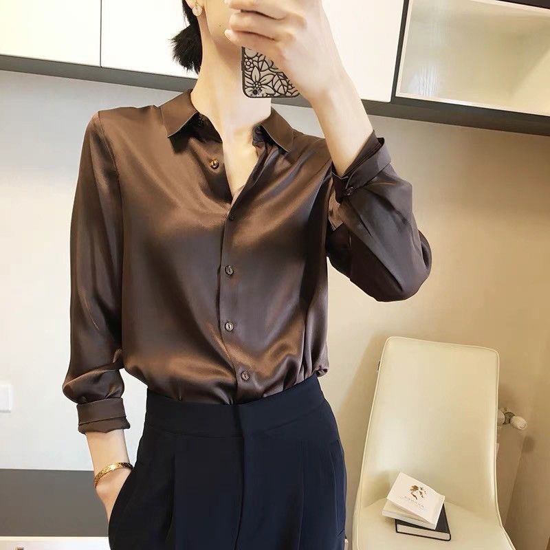 Chemise Satin Femme Élégante en 4 Coloris – Dropvet Chemise Satin Femme Élégante en 4 Coloris – Image 9