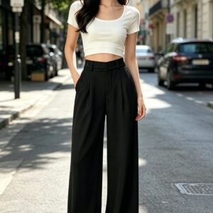 pantalon femme large noir