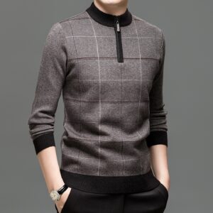 pull homme col zippé
