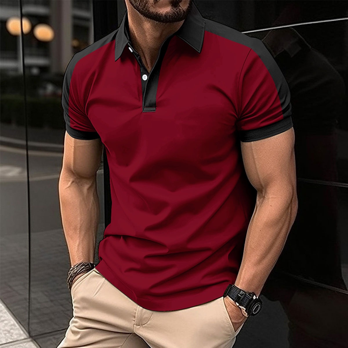 Polo Homme Col Fendu Élégant – 6 Tailles – Dropvet Polo Homme Col Fendu Élégant – 6 Tailles – Image 7