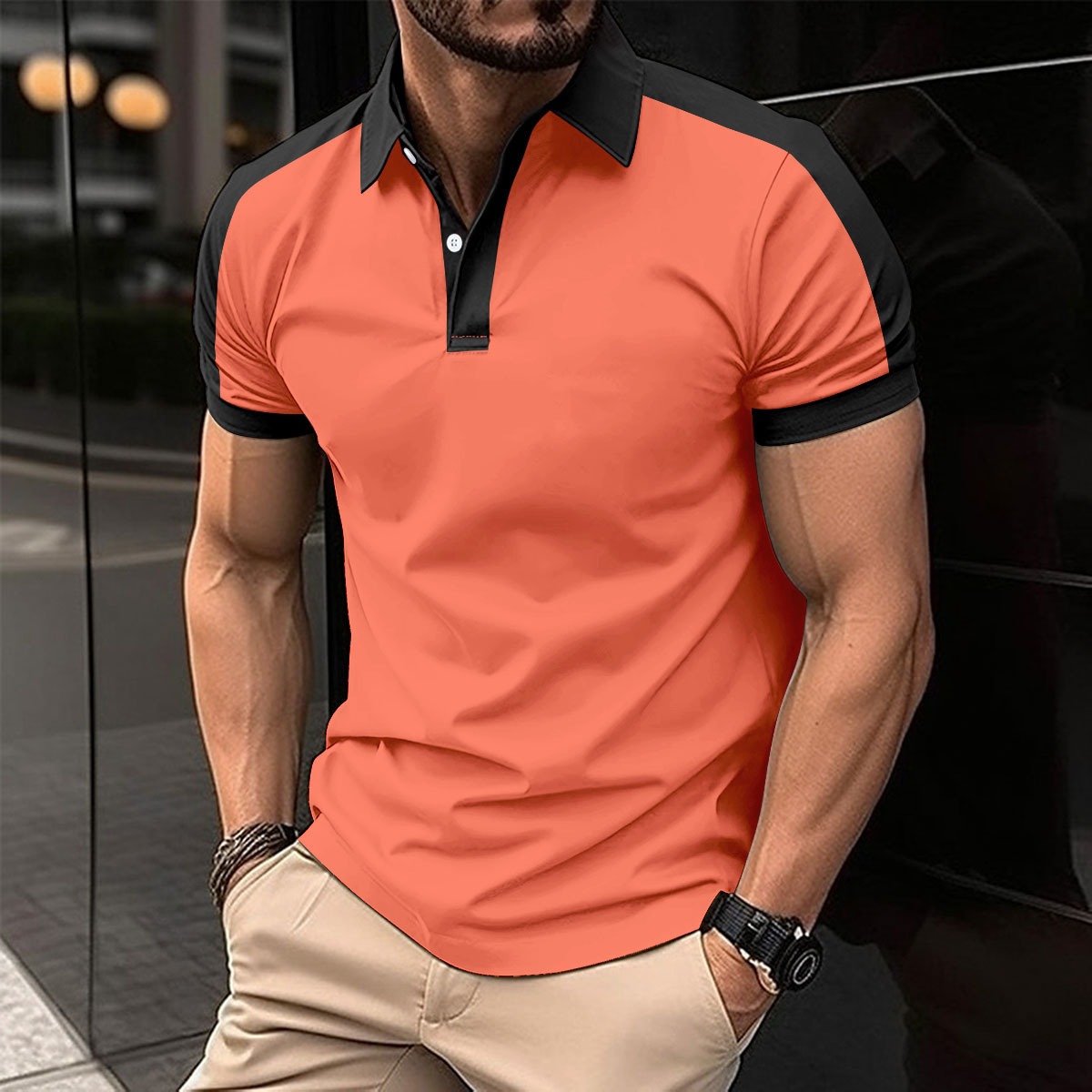 Polo Homme Col Fendu Élégant – 6 Tailles – Dropvet Polo Homme Col Fendu Élégant – 6 Tailles – Image 9