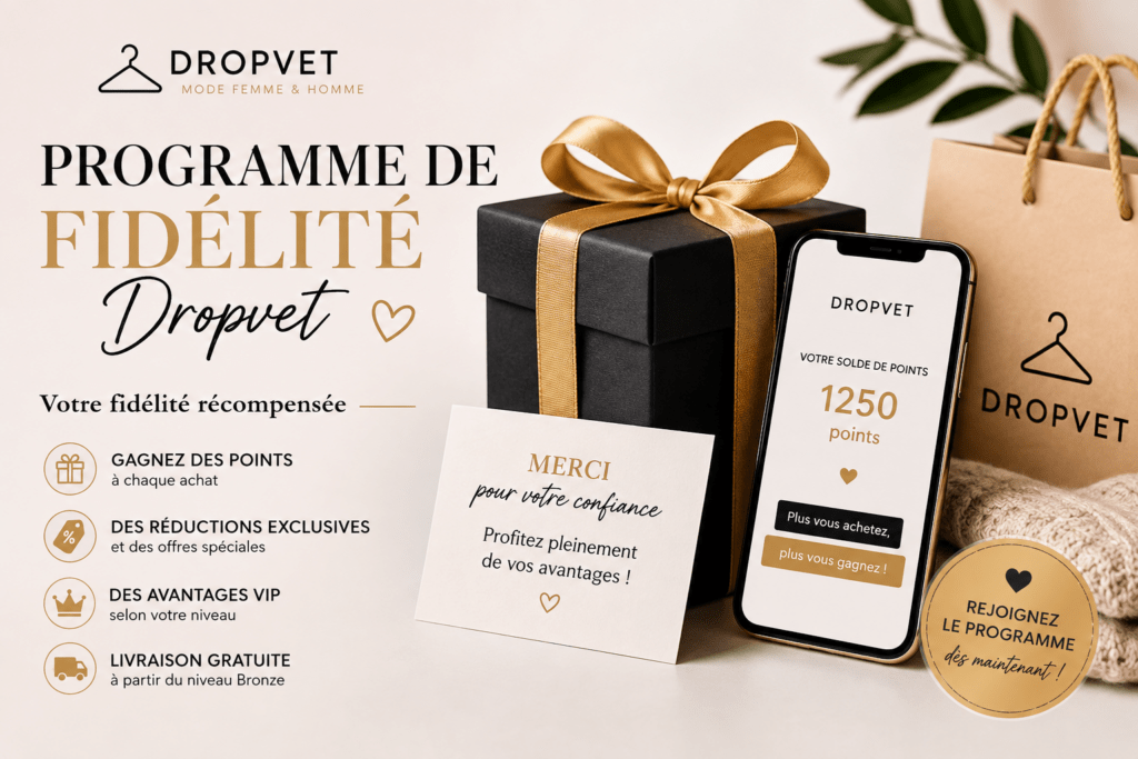 Programme de fidélité Dropvet – boutique mode femme homme Dropvet