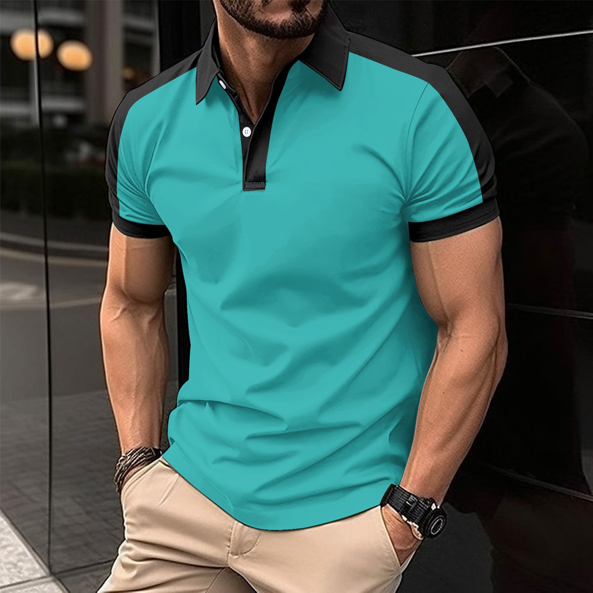 Polo Homme Col Fendu Élégant – 6 Tailles – Dropvet Polo Homme Col Fendu Élégant – 6 Tailles – Image 3