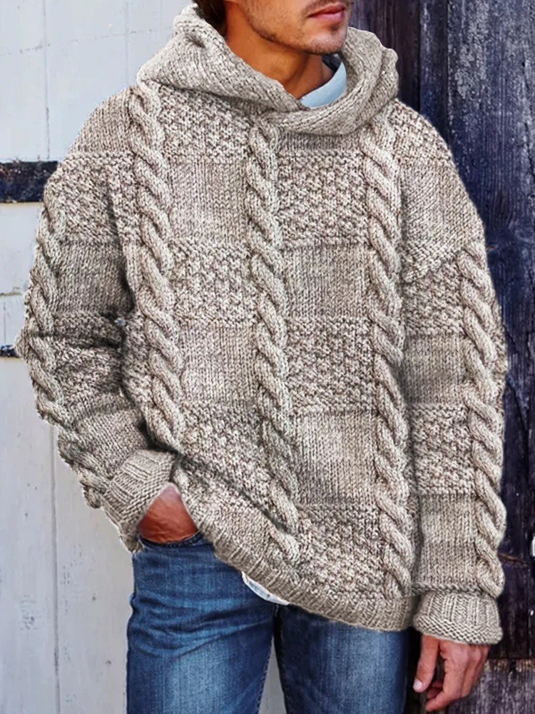 Pull Capuche Homme Torsadé absolument Chaleureux – 6 Tailles – Dropvet Pull Capuche Homme Torsadé absolument Chaleureux – 6 Tailles – Image 4