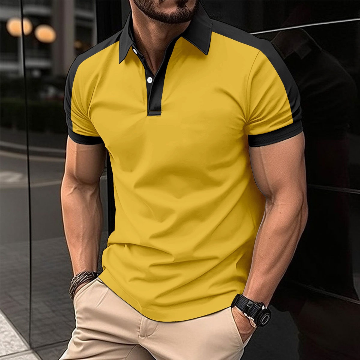 Polo Homme Col Fendu Élégant – 6 Tailles – Dropvet Polo Homme Col Fendu Élégant – 6 Tailles – Image 5