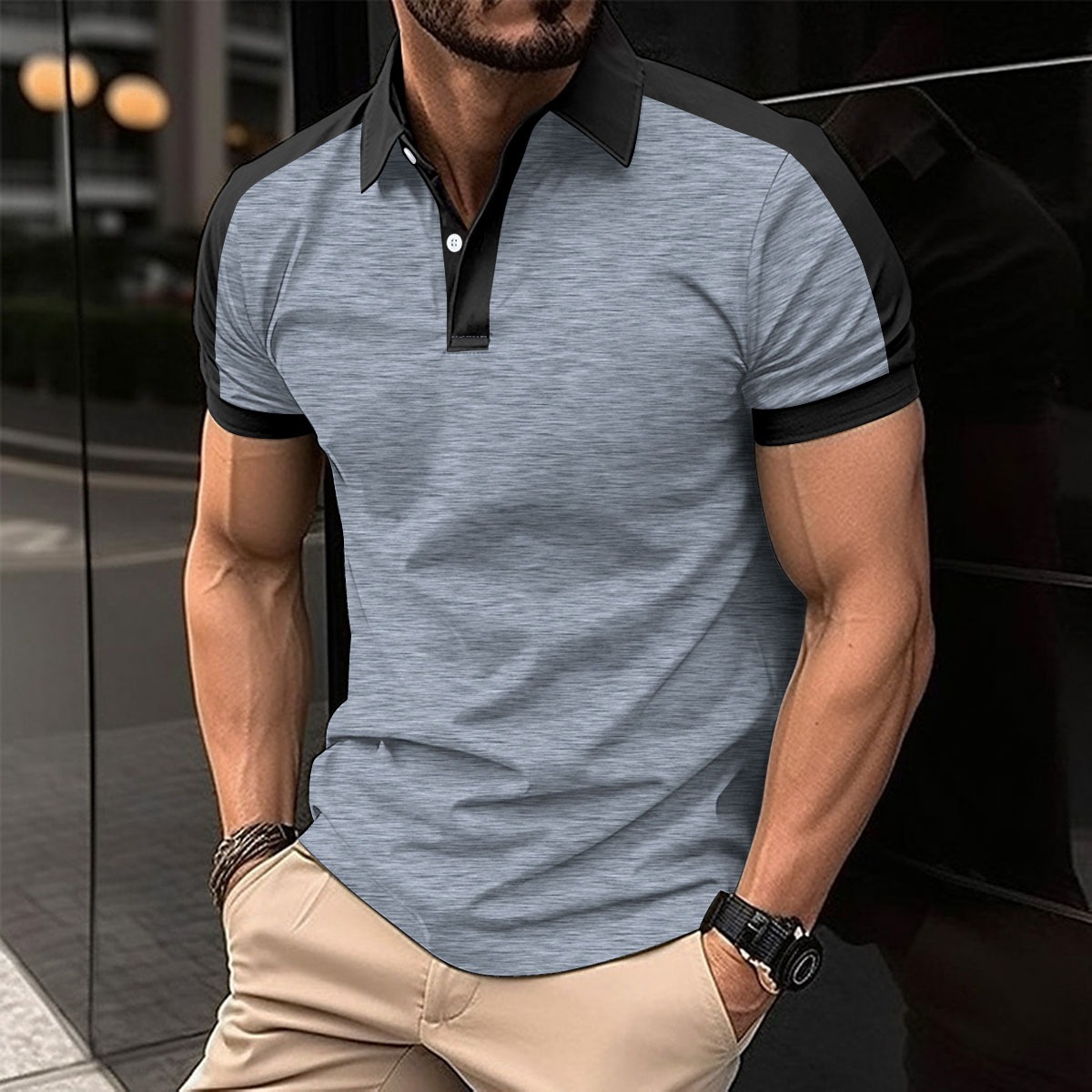 Polo Homme Col Fendu Élégant – 6 Tailles – Dropvet Polo Homme Col Fendu Élégant – 6 Tailles – Image 2